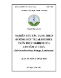 Luận án Tiến sĩ Dược học: Nghiên cứu tác dụng theo hướng điều trị Alzheimer trên thực nghiệm của Đan sâm di thực (Salvia miltiorrhiza Bunge, Lamiaceae)