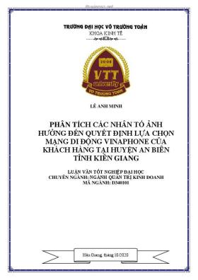 Luận văn tốt nghiệp Quản trị kinh doanh: Phân tích các nhân tố ảnh hưởng đến quyết định lựa chọn mạng di động Vinaphone của khách hàng tại huyện An Biên tỉnh Kiên Giang