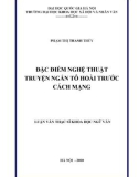 Luận văn Thạc sĩ Văn học: Đặc điểm nghệ thuật truyện ngắn Tô Hoài trước cách mạng