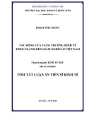 Tóm tắt Luận án tiến sĩ Kinh tế: Tác động của tăng trưởng kinh tế theo ngành đến giảm nghèo ở Việt Nam