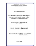 Luận án Tiến sĩ Kinh tế: Các nhân tố ảnh hưởng đến liên kết chuỗi cung ứng ngành thủy sản nghiên cứu tại tỉnh Bến Tre