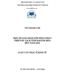 Luận văn Thạc sĩ Kinh tế: Một số giải pháp góp phần phát triển du lịch tỉnh Khánh Hòa đến năm 2010