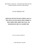 Luận văn Thạc sĩ Kinh tế: Kiểm soát rủi ro tín dụng trong cho vay tiêu dùng tại Ngân hàng Nông nghiệp và Phát triển Nông thôn Việt Nam chi nhánh huyện Mỏ Cày Nam Bến Tre