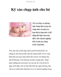 Kỹ xảo chụp ảnh cho bé