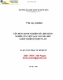 Luận văn Thạc sĩ Kinh tế:  Vận dụng kinh nghiệm xóa đói giảm nghèo của Việt Nam và xóa đói giảm nghèo ở CHDCND Lào