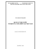 Luận án Tiến sĩ Kinh tế: Quản lý nhà nước về dịch vụ cảng biển tại Việt Nam