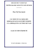 Luận án Tiến sĩ Kinh tế: Các nhân tố tác động đến minh bạch ngân sách trên website của chính quyền cấp tỉnh Việt Nam