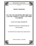 Luận văn Thạc sĩ Kinh tế: Các yếu tố ảnh hưởng đến hiệu quả làm việc nhóm của nhân viên khối văn phòng