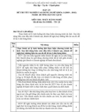 Đáp án đề thi tốt nghiệp cao đẳng nghề khoá 3 (2009-2012) - Nghề: Hướng dẫn du lịch - Môn thi: Thực hành nghề - Mã đề thi: DA HDDL-TH23