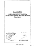 Báo cáo đề tài: Thử nghiệm chế phẩm SH’99 trong nuôi tôm sú bán thâm canh ở Bạc Liêu