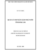 Tóm tắt Luận án tiến sĩ Kinh tế: Quản lý chi ngân sách nhà nước tỉnh Đắk Lắk