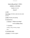 Giáo án tiếng anh lớp 5 - UNIT 4 SCHOOL ACTIVITIES Section A (1, 2, 3) Period 17