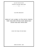 Luận văn Thạc sĩ Toán học: Định lý Van Aubel và ứng dụng trong việc giải một số bài toán hình học dành cho học sinh giỏi