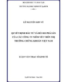 Luận văn Thạc sĩ Kinh tế: Quyết định đầu tư và rủi ro phá sản của các công ty niêm yết trên thị trường chứng khoán Việt Nam