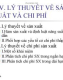 LÝ THUYẾT VỀ SẢN XUẤT VÀ CHI PHÍ