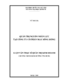 Luận văn Thạc sĩ Quản lý kinh tế: Quản trị nguồn nhân lực tại Công ty cổ phần may Sông Hồng