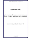 Luận văn Thạc sĩ  Quản lý kinh tế: Quản lý kênh phân phối của Công ty TNHH Map Pacific Việt Nam trên thị trường Tây Nguyên