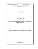 Luận văn Thạc sĩ Quản lý đô thị và công trình:  Quản lý hệ thống thoát nước TP. Cao Bằng - Tỉnh Cao Bằng