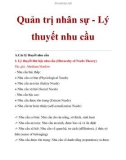 Quản trị nhân sự - Lý thuyết nhu cầu