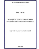 Luận văn Thạc sĩ  Quản lý kinh tế: Quản lý ngân sách của chính quyền xã Mường Bám, huyện Thuận Châu, tỉnh Sơn La