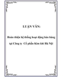 LUẬN VĂN:  Hoàn thiện hệ thống hoạt động bán hàng tại Công ty Cổ phần Kim khí Hà Nội