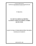 Luận văn Thạc sĩ Quản lý kinh tế: Tự chủ tài chính tại trường Cao đẳng nghề Giao thông cơ điện Quảng Ninh