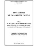 Đề tài nghiên cứu khoa học cấp trường: Bố trí lắp đặt trang thiết bị thí nghiệm thực hành phục vụ công tác giảng dạy và nghiên cứu khoa học ngành ktot