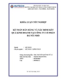 Khóa luận tốt nghiệp: Kế toán bán hàng và xác định kết quả kinh doanh tại Công ty Cổ phần Đá Núi Nhỏ