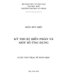 Luận văn Thạc sĩ Toán học: Kỹ thuật biến phân và một số ứng dụng