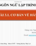 Bài giảng Ngôn ngữ lập trình: Chương 3.1 - Nguyễn Xuân Hùng