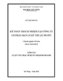 Tóm tắt Luận văn Thạc sĩ Quản trị kinh doanh: Kế toán trách nhiệm tại công ty cổ phần bán lẻ kỹ thuật số FPT