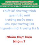 Thiết kế chương trình quan trắc môi trường nước mưa khu vực trường ĐH Tài nguyên môi trường Hà Nội