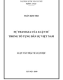 Luận văn Thạc sĩ Luật học: Sự tham gia của luật sư trong tố tụng dân sự