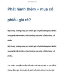 Phát hành thêm = mua cổ phiếu giá rẻ?