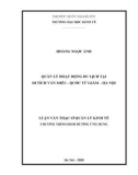 Luận văn Thạc sĩ Quản lý kinh tế: Quản lý hoạt động du lịch tại di tích Văn Miếu – Quốc Tử Giám - Hà Nội