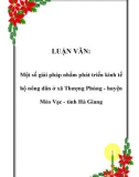 LUẬN VĂN:  Một số giải pháp nhằm phát triển kinh tế hộ nông dân ở xã Thượng Phùng - huyện Mèo Vạc - tỉnh Hà Giang