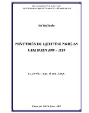 Luận văn Thạc sĩ Địa lí học: Phát triển du lịch tỉnh Nghệ An giai đoạn 2000 – 2010