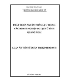 Luận án Tiến sĩ Quản trị kinh doanh: Phát triển nguồn nhân lực trong các doanh nghiệp du lịch ở tỉnh Quảng Ngãi