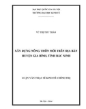 Luận văn Thạc sĩ Kinh tế chính trị: Xây dựng nông thôn mới trên địa bàn huyện Gia Bình, tỉnh Bắc Ninh