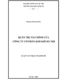 Tóm tắt Luận văn Thạc sĩ Kinh tế: Quản trị tài chính của Công ty cổ phần Kim khí Hà Nội