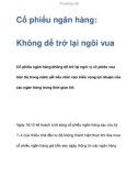 Cổ phiếu ngân hàng: Không dễ trở lại ngôi vua