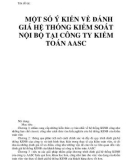 BẢNG TÓM TẮT ĐỀ TÀI Tên đề tài:  MỘT SỐ Ý KIẾN VỀ ĐÁNH GIÁ HỆ THỐNG KIỂM SOÁT NỘI BỘ TẠI CÔNG TY KIỂM TOÁN AASC