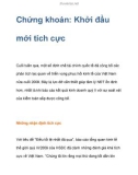 Chứng khoán: Khởi đầu mới tích cực