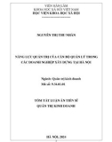 Tóm tắt Luận án Tiến sĩ Quản trị kinh doanh: Năng lực quản trị của cán bộ quản lý trong các doanh nghiệp xây dựng tại Hà Nội