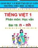 Bài giảng môn Tiếng Việt lớp 1 sách Cánh diều năm học 2020-2021 - Bài 19: n - nh (Trường Tiểu học Ái Mộ B)