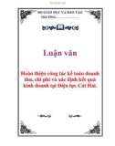 Luận văn: Hoàn thiện công tác kế toán doanh thu, chi phí và xác định kết quả kinh doanh tại Điện lực Cát Hả