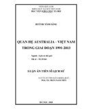 Luận án Tiến sĩ Lịch sử: Quan hệ Australia - Việt Nam trong giai đoạn 1991-2013