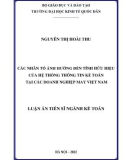 Luận án Tiến sĩ ngành Kế toán: Các nhân tố ảnh hưởng đến tính hữu hiệu của hệ thống thông tin kế toán tại các doanh nghiệp may Việt Nam