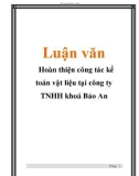 Luận văn: Hoàn thiện công tác kế toán vật liệu tại công ty TNHH khoá Bảo An