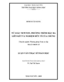 Luận văn Thạc sĩ Toán học: Tứ giác Newton, phương trình bậc ba liên kết và nghiệm hữu tỉ của chúng